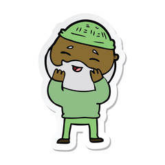 sticker of a cartoon happy bearded man
