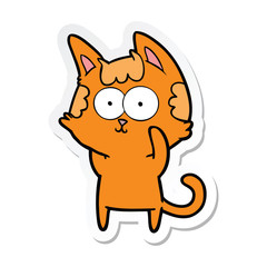 sticker of a happy cartoon cat