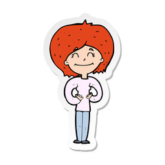 sticker of a cartoon happy woman