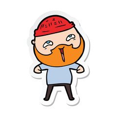 sticker of a cartoon happy bearded man