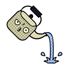 comic book style cartoon pouring kettle