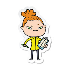 sticker of a cartoon woman