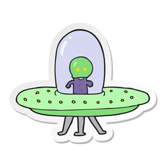 sticker of a cartoon flying saucer
