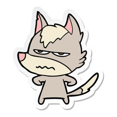 Fototapeta premium sticker of a cartoon annoyed wolf