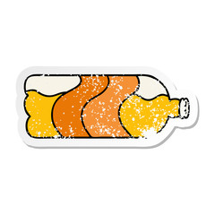 distressed sticker cartoon doodle of a soda bottle