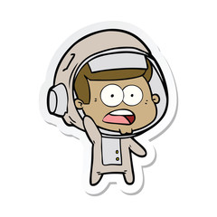 sticker of a cartoon surprised astronaut