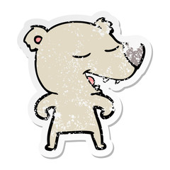 distressed sticker of a cartoon bear