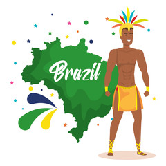 brazilian dancer with map and set icons