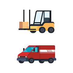 forklift vehicle with van