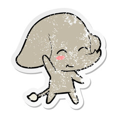 distressed sticker of a cute cartoon elephant