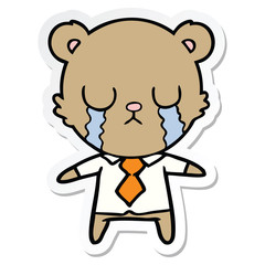sticker of a crying cartoon bear