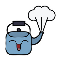 cute cartoon steaming kettle