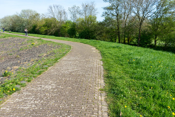 Netherlands,Wetlands,Maarken, Cycling path along the dyke