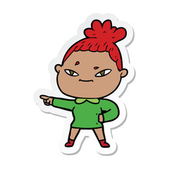 sticker of a cartoon woman