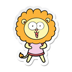 sticker of a happy cartoon lion
