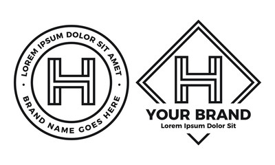 Simple Monoline Letter H Badge Logo Template