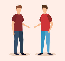 young and casual couple men characters
