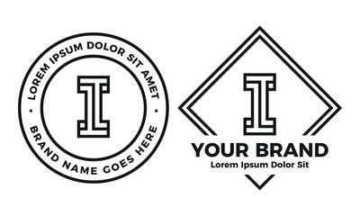 Simple Monoline Letter I Badge Logo Template