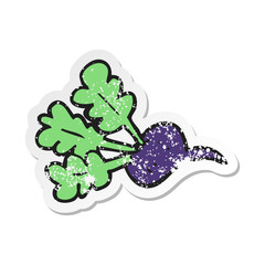 retro distressed sticker of a cartoon beet