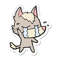 sticker of a cartoon crying wolf