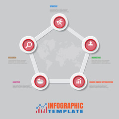 Business road map timeline infographic with 5 steps circle designed for background elements diagram planning process web pages workflow digital technology data presentation chart. Vector illustration