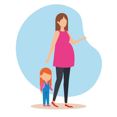 woman pregnancy with daughter