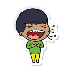 sticker of a cartoon laughing man