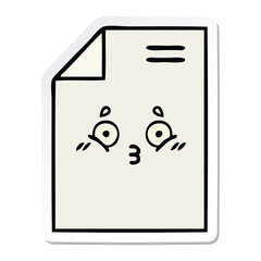 sticker of a cute cartoon sheet of paper