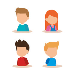 cute little kids group characters