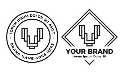 V Retro Vintage Logo Type Badge Template