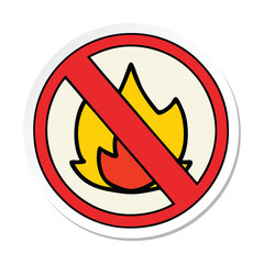sticker of a cute cartoon no fire allowed sign