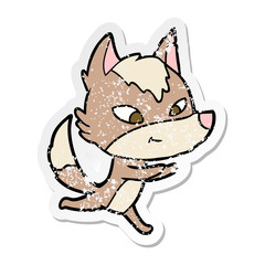 Obraz na płótnie Canvas distressed sticker of a friendly cartoon wolf running
