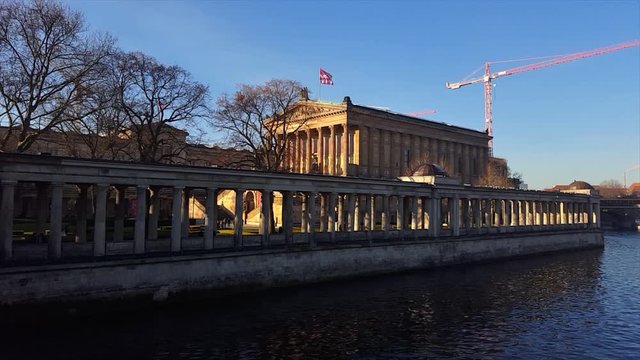 Architecture in germany with people walking. Video recorded in Berlin, Germany.