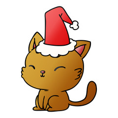 christmas gradient cartoon of kawaii cat