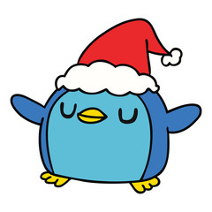 christmas cartoon of kawaii penguin