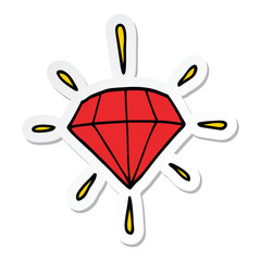 sticker of a cartoon tattoo diamond