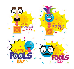 april fools day set icons