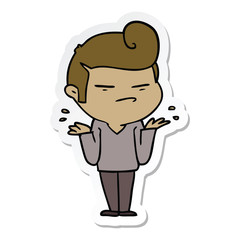 sticker of a cartoon cool guy with fashion hair cut