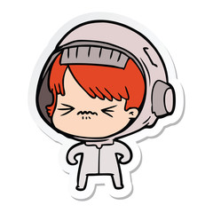 sticker of a angry cartoon space girl