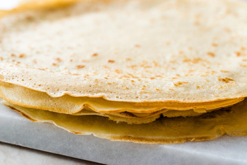 Large Stack of Plain Thin Pancake Crepes