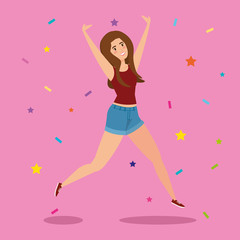 Obraz na płótnie Canvas power girl jumping celebrating character