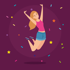 power girl jumping celebrating character