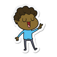 sticker of a laughing cartoon man