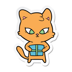 sticker of a cute cartoon cat