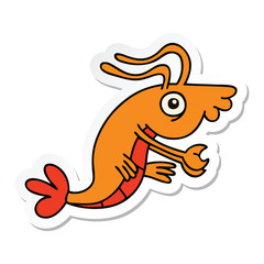 sticker of a quirky hand drawn cartoon crayfish