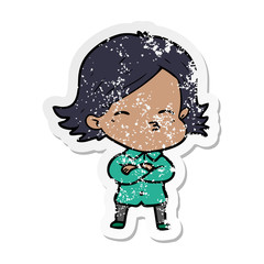 distressed sticker of a cartoon woman