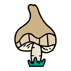 cartoon doodle of a single mushroom