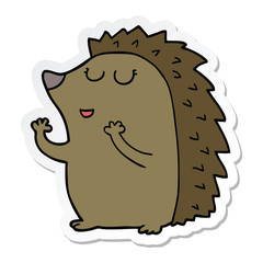 sticker of a cartoon hedgehog