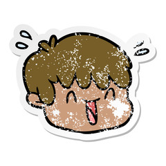 distressed sticker of a cartoon male face