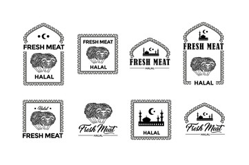 Muslim and arabic issue holidays. Meat house shop logo design.